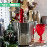 Stainless Steel Ice Bucket Hammered Champagne Drink Wine Cooler With Handles by Geezy - UKBuyZone