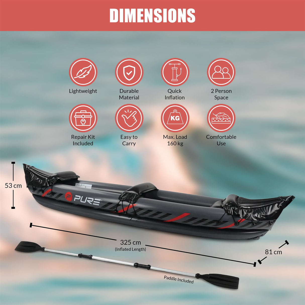 2 Person Inflatable Kayak with Accessories