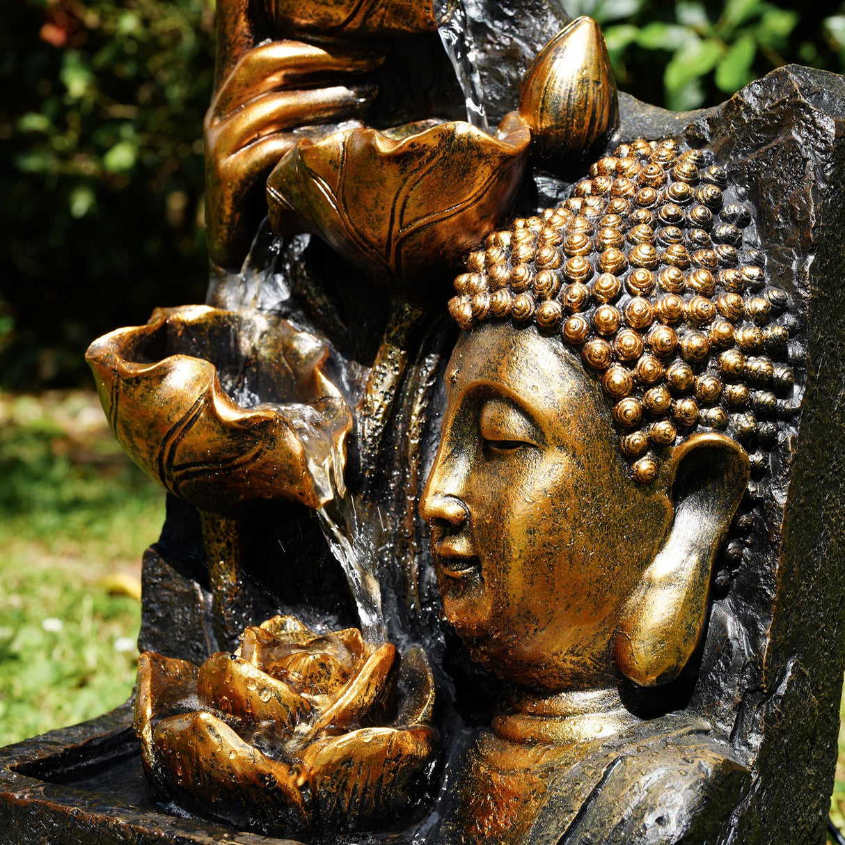 Solar Buddha Head Fountain by Geezy - UKBuyZone