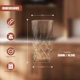 Set of 4 300mL Whisky Drinking  Glasses