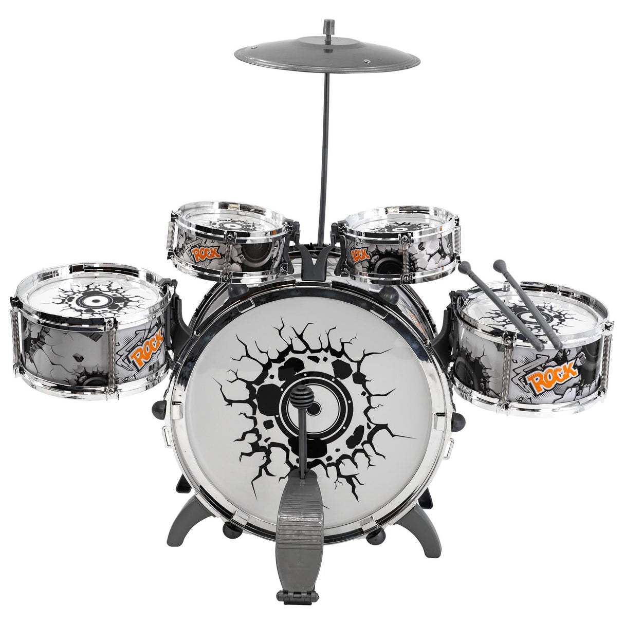 Kids Black and White Drum Kit Play Set by The Magic Toy Shop - UKBuyZone
