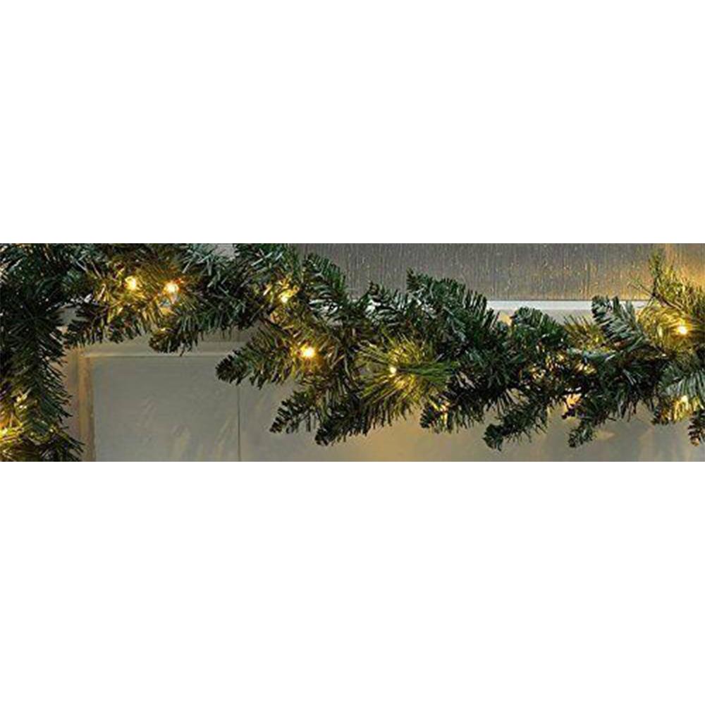 Pre-Lit Christmas Garland with LED Lights and Timer Function