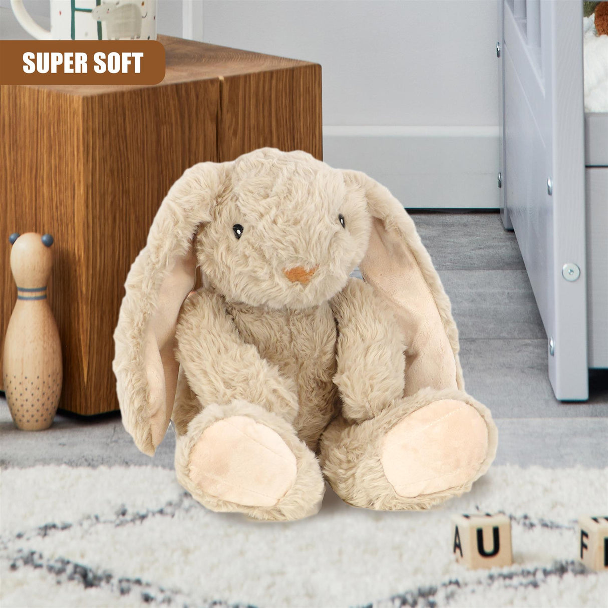 Plush Beige  Bunny Rabbit by The Magic Toy Shop - UKBuyZone