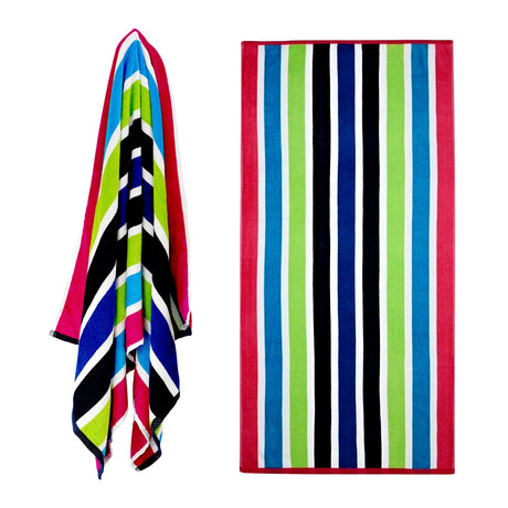 Velour Striped Beach Towel Sanguine by Geezy - UKBuyZone