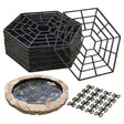 Pond protection system featuring stacked geometric frames, open cage structure, and small square grids.