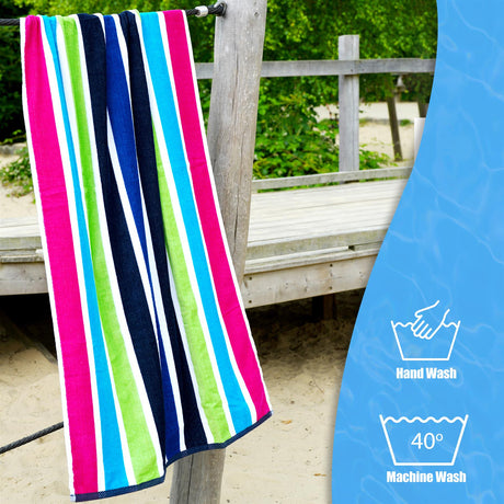 Velour Striped Beach Towel Sanguine by Geezy - UKBuyZone