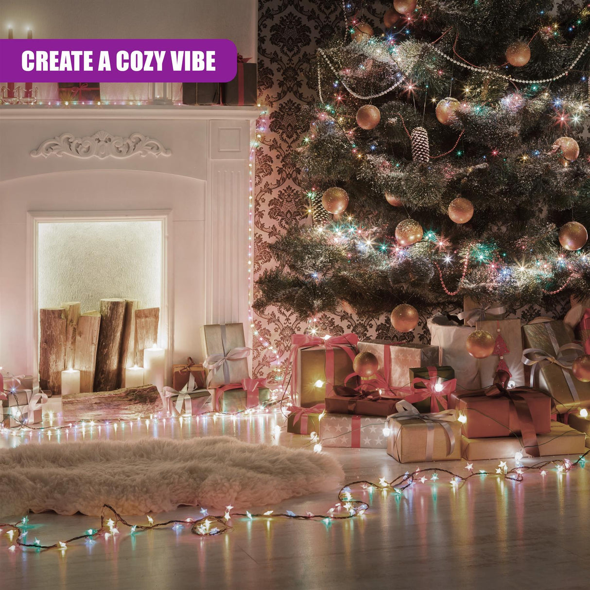 300 LED Cluster Christmas Lights - Pastel