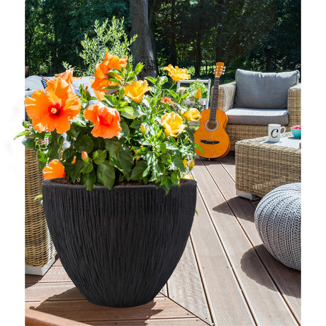 Large Anthracite Round Indoor Outdoor Flower Pot by GEEZY - UKBuyZone