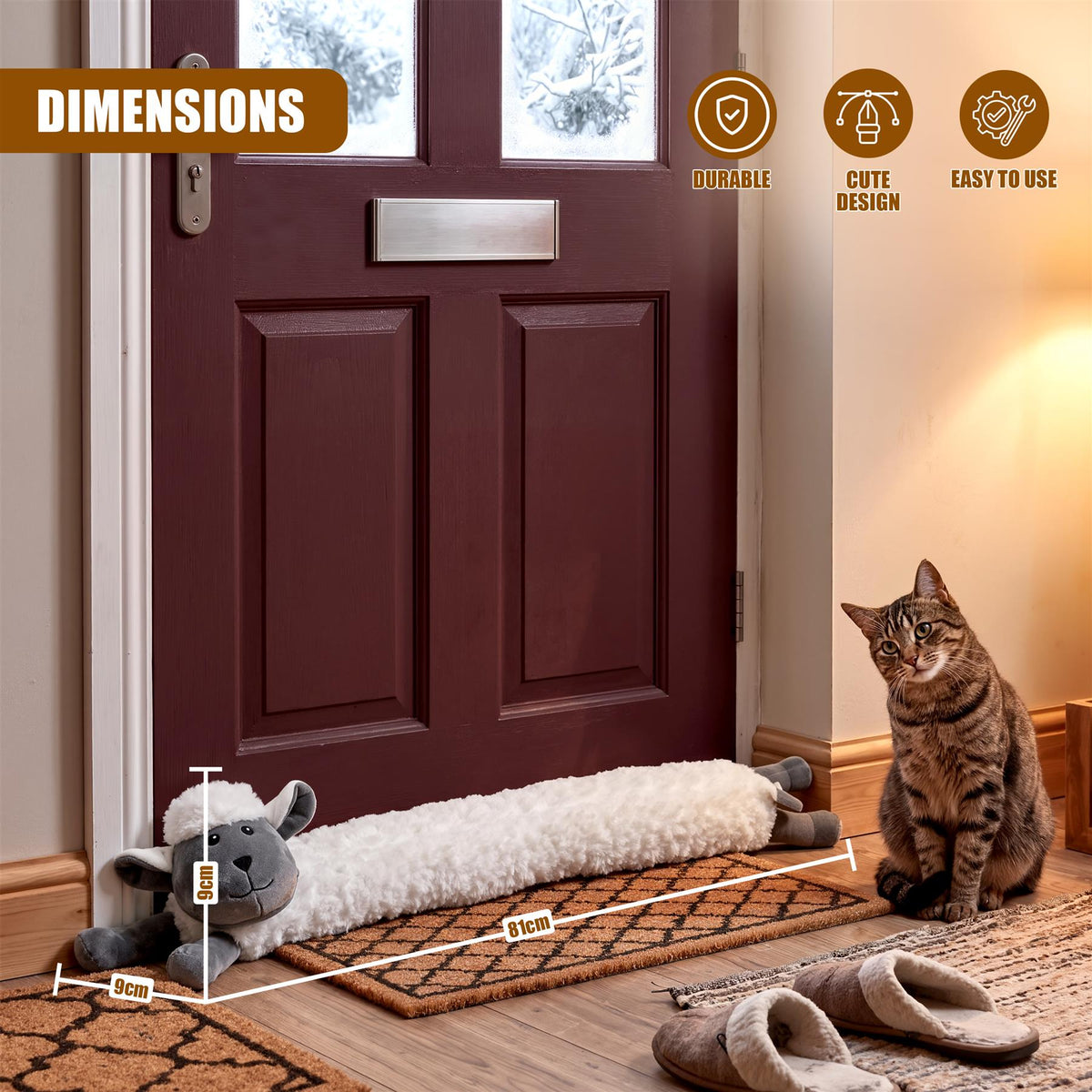 Novelty White Sheep Draught Excluder for Doors