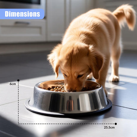 1. "Medium sized stainless steel dog bowl".

2. "Stylish, modern, and durable stainless steel pet food bowl".

3. "Dog bowl with a simple and clean design".

4. "Quality stainless steel for the most health-conscious pets".

5. "A practical yet attractive solution for pet feeding needs". - UKBuyZone