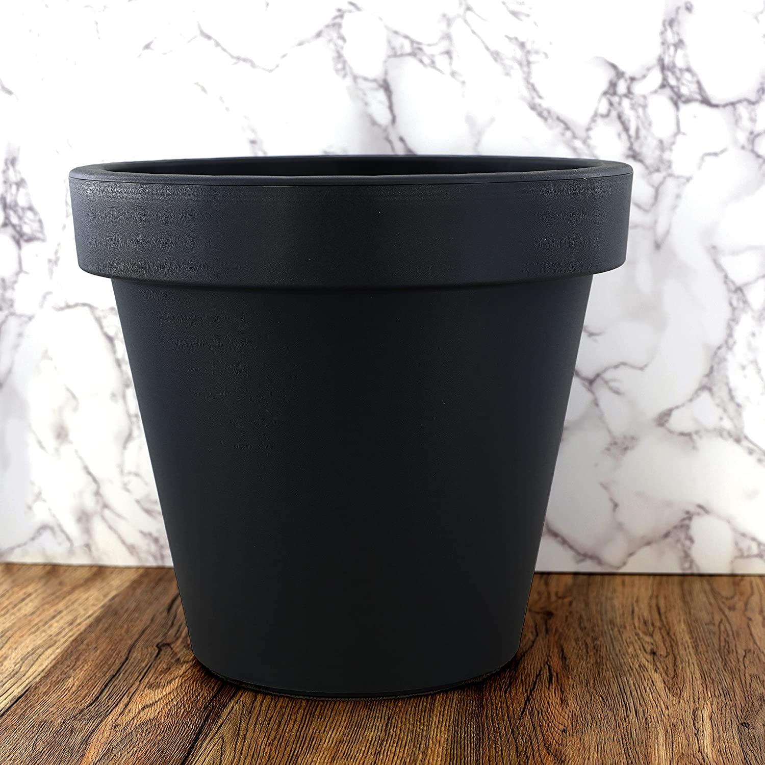 Small Round Anthracite Flower Planter 20 x 18 cm by Geezy - UKBuyZone