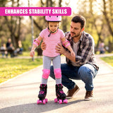 Black & Pink Kids Adjustable Roller Skates
