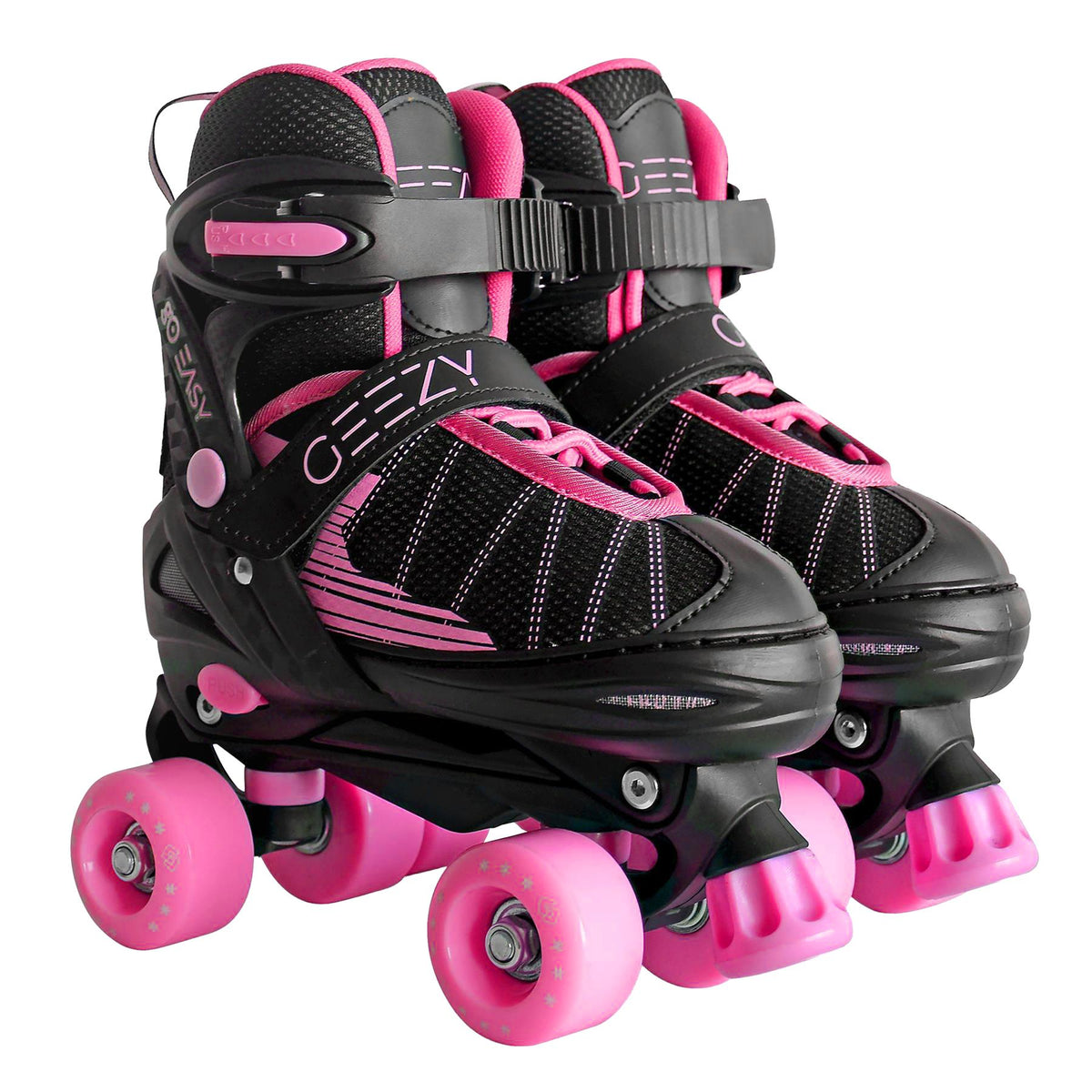 Black & Pink Kids Adjustable Roller Skates