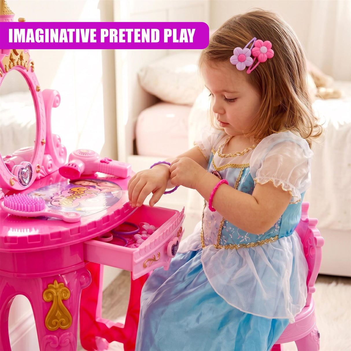 Princess Vanity Dressing Table, Stool & Toy Accessories