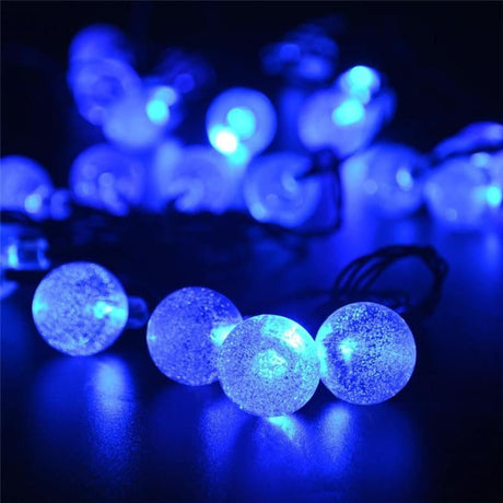 White & Blue Led String Lights In Crystal Balls Design by GEEZY - UKBuyZone