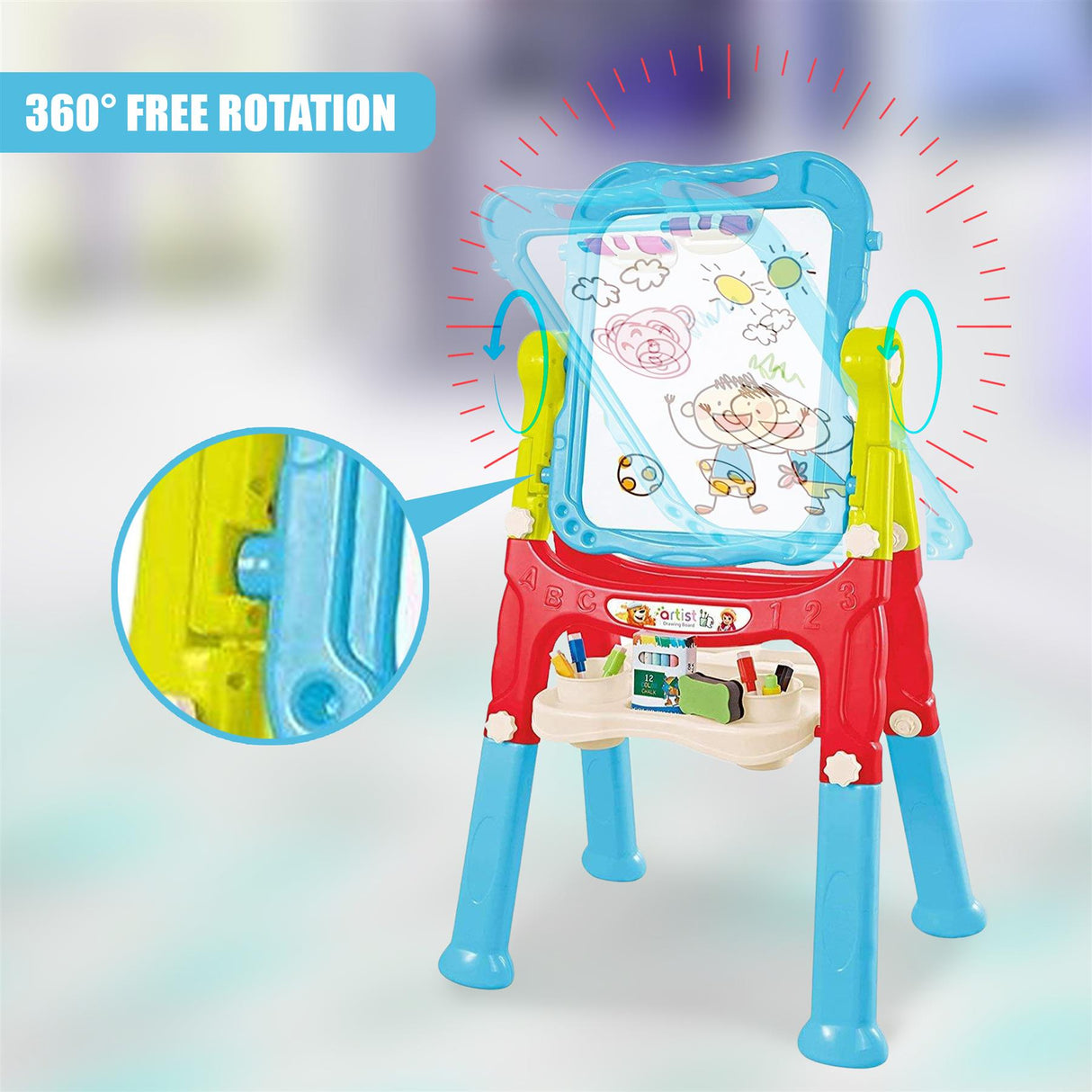 Blue Folding Double-Sided Magnetic Drawing Board