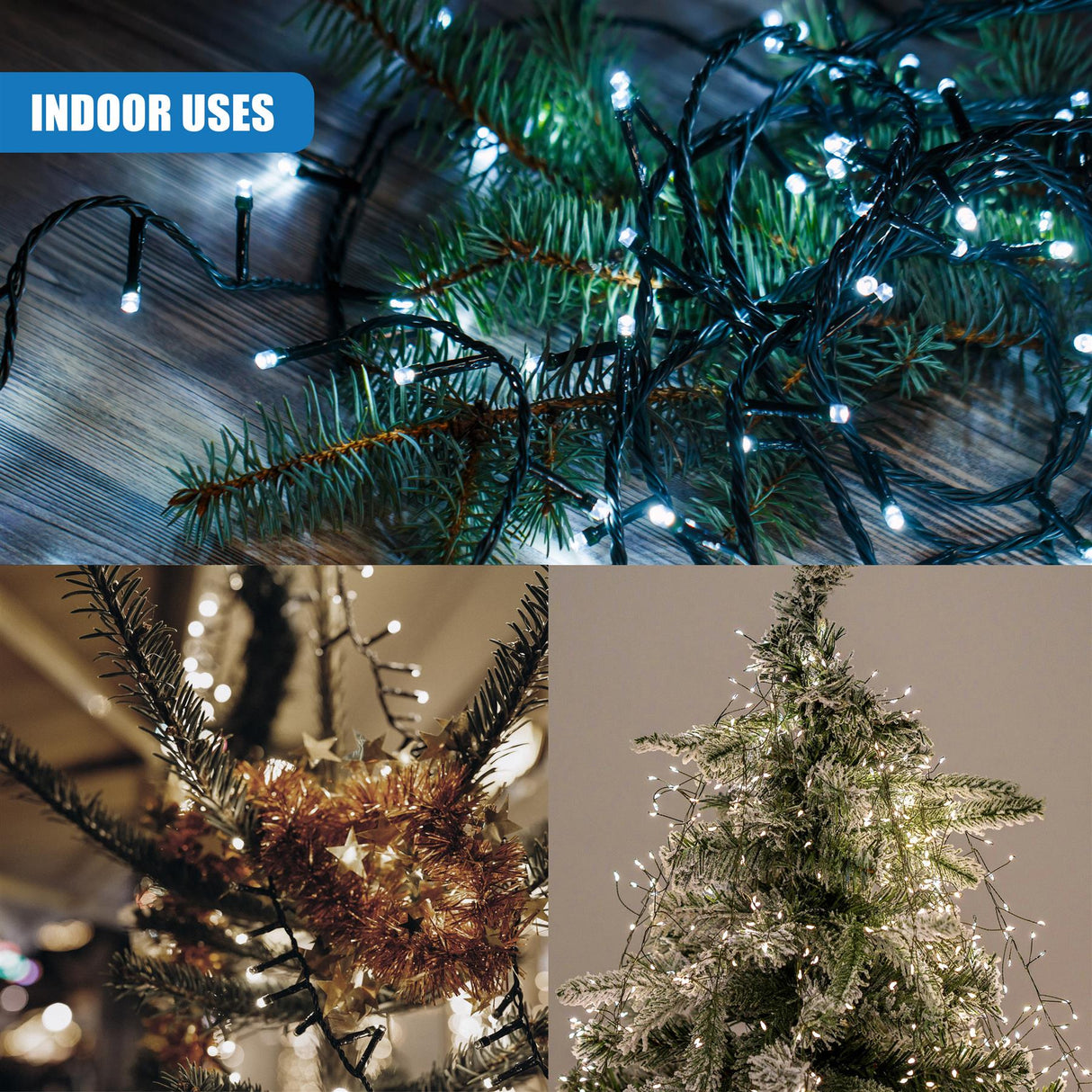 300 LED Cluster Christmas Lights - Cool White