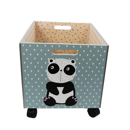 Panda Design Kids Wooden Storage Chest On Wheels by The Magic Toy Shop - UKBuyZone