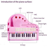 The Magic Toy Shop Pink Electronic Piano With Microphone and Stool