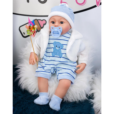 Blue Baby Boy Doll With Dummy & Sounds by BiBi Doll - UKBuyZone