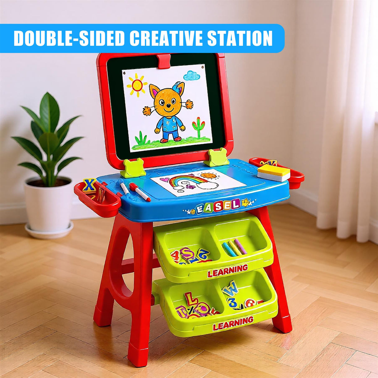 Learning Desk & Magnetic Easel Chalkboard