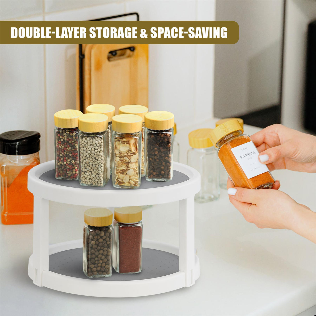 2 Tier Rotating Spice Rack 25cm