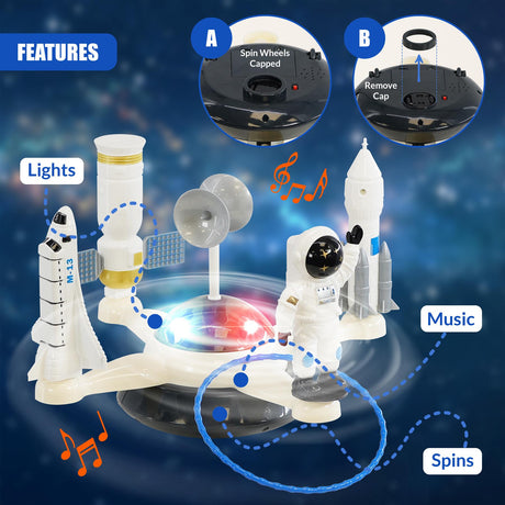 Rotating Light Up Space Toy by The Magic Toy Shop - UKBuyZone
