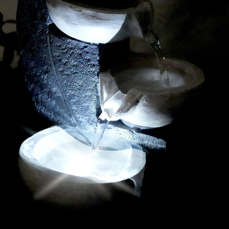 White Bowls Water Feature Indoor With LED by GEEZY - UKBuyZone