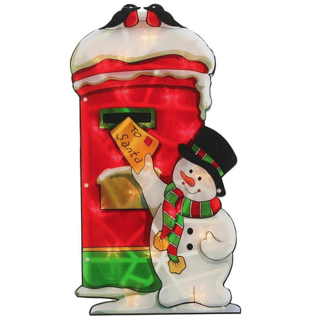 Snowman Post Sign Christmas LED Light Silhouette by The Magic Toy Shop - UKBuyZone