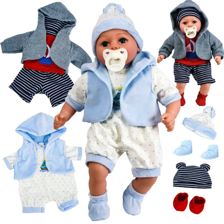 BiBi Outfits - Set of Two Clothes (Stripy Red & Blue) (45 cm / 18") by BiBi Doll - UKBuyZone