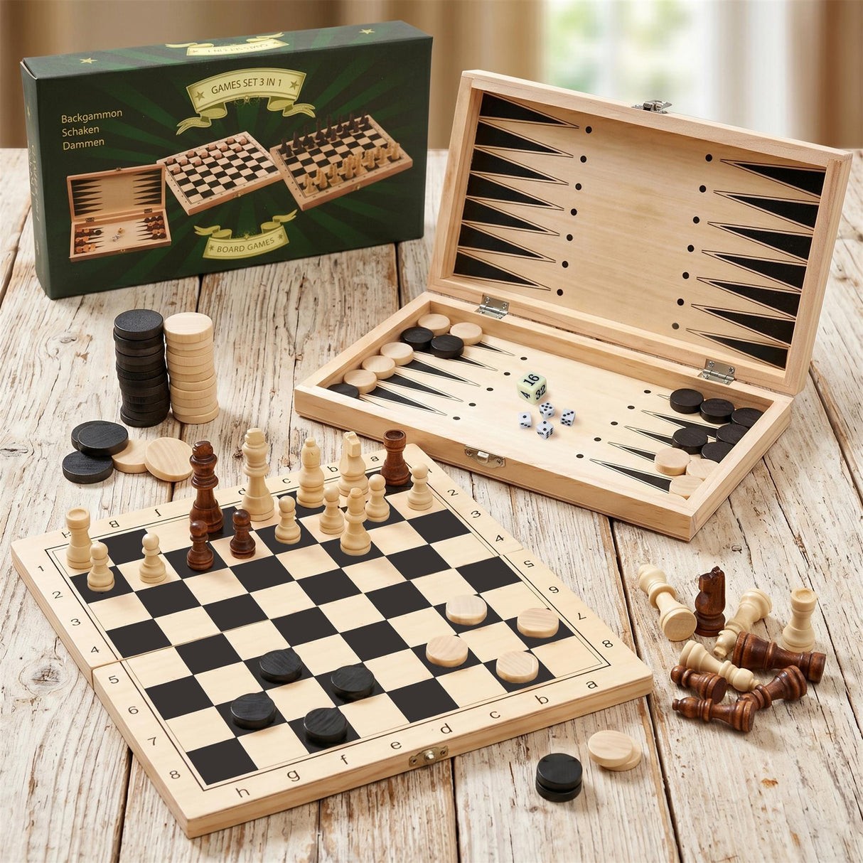 3 in 1 Compendium Board Game Set
