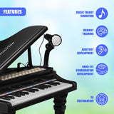 Black Electronic Piano With Microphone and Stool