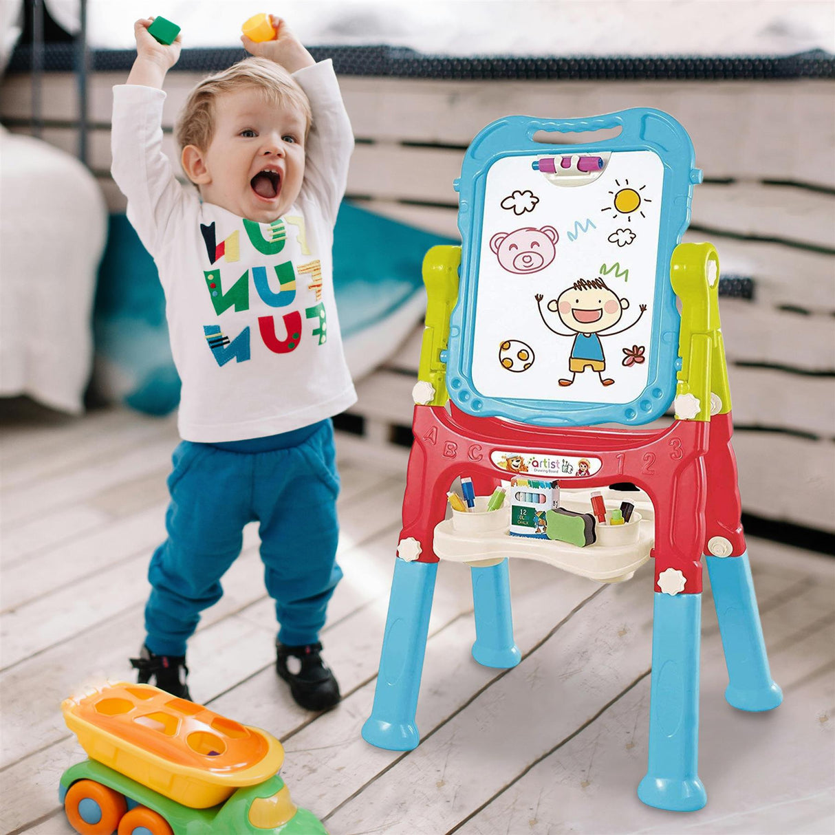 Blue Folding Double-Sided Magnetic Drawing Board