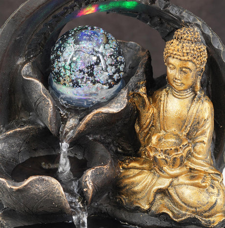 Buddha Crystal Ball Water Feature Indoor With LED by GEEZY - UKBuyZone