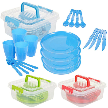 Large Picnic Set With Storage Box For Four - 21 Pieces by Geezy - UKBuyZone