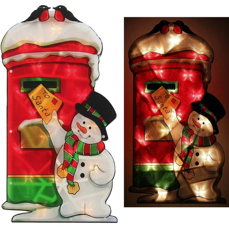 Snowman Post Sign Christmas LED Light Silhouette by The Magic Toy Shop - UKBuyZone