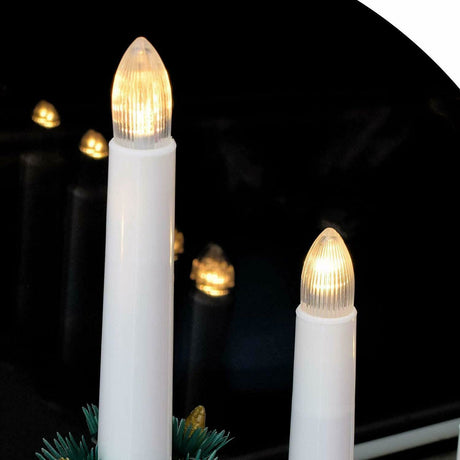 White Pre-Lit Wooden Candle Bridge With 7 Led Lights by GEEZY - UKBuyZone