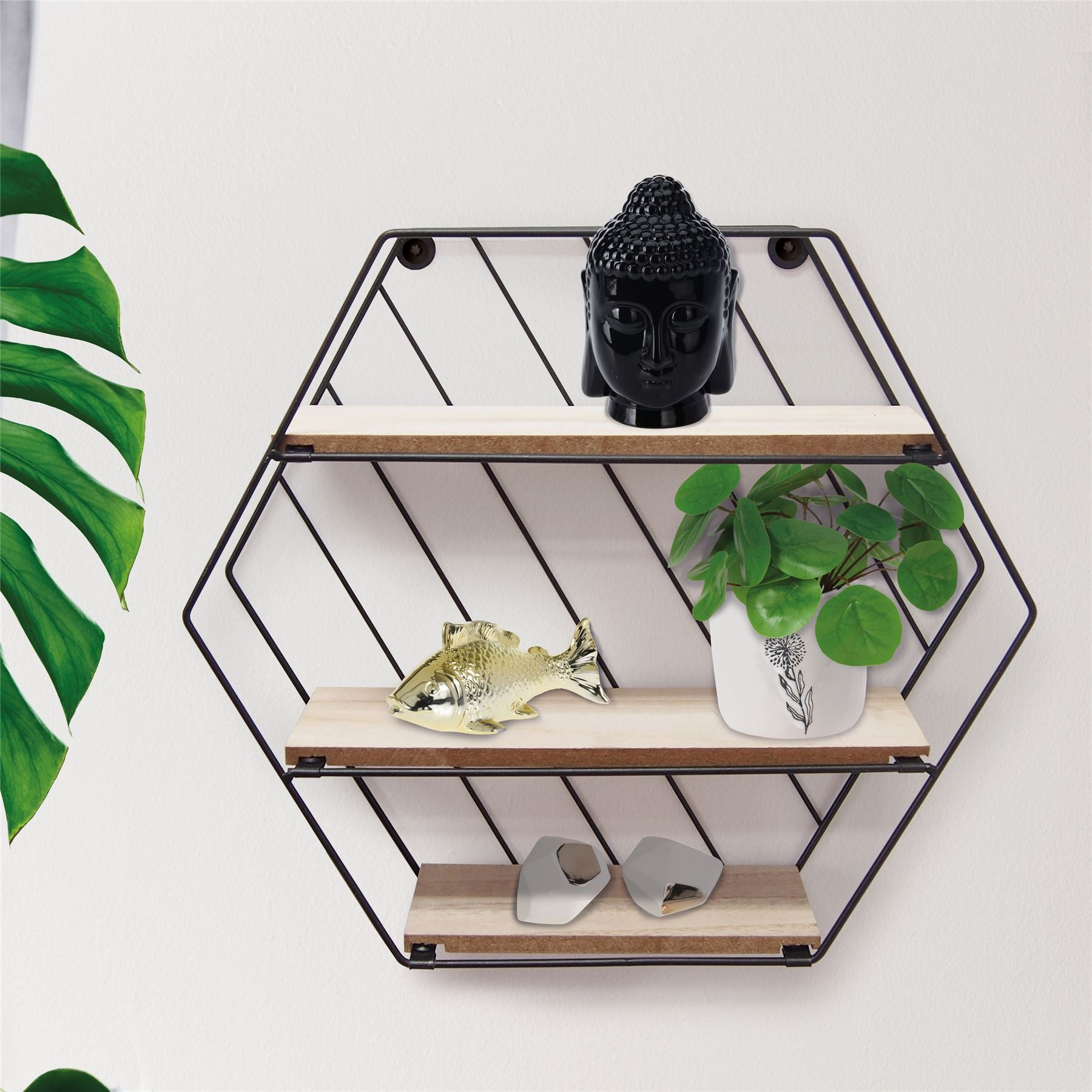Modern Shelf of Metal Wire and Wood Perfect for Storaging Small Items by Geezy - UKBuyZone