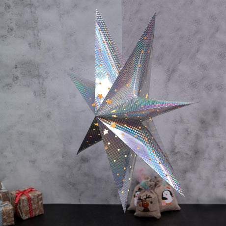 Large LED Paper Hanging Star Silver by Geezy - UKBuyZone