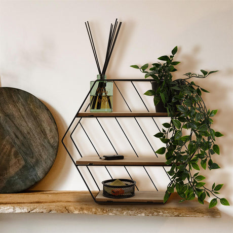 Modern Shelf of Metal Wire and Wood Perfect for Storaging Small Items by Geezy - UKBuyZone