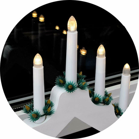 White Pre-Lit Wooden Candle Bridge With 7 Led Lights by GEEZY - UKBuyZone