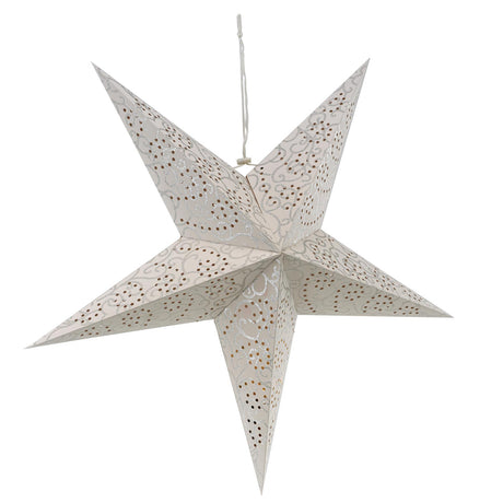 60 cm LED White Glitter Hanging Paper Star by Geezy - UKBuyZone