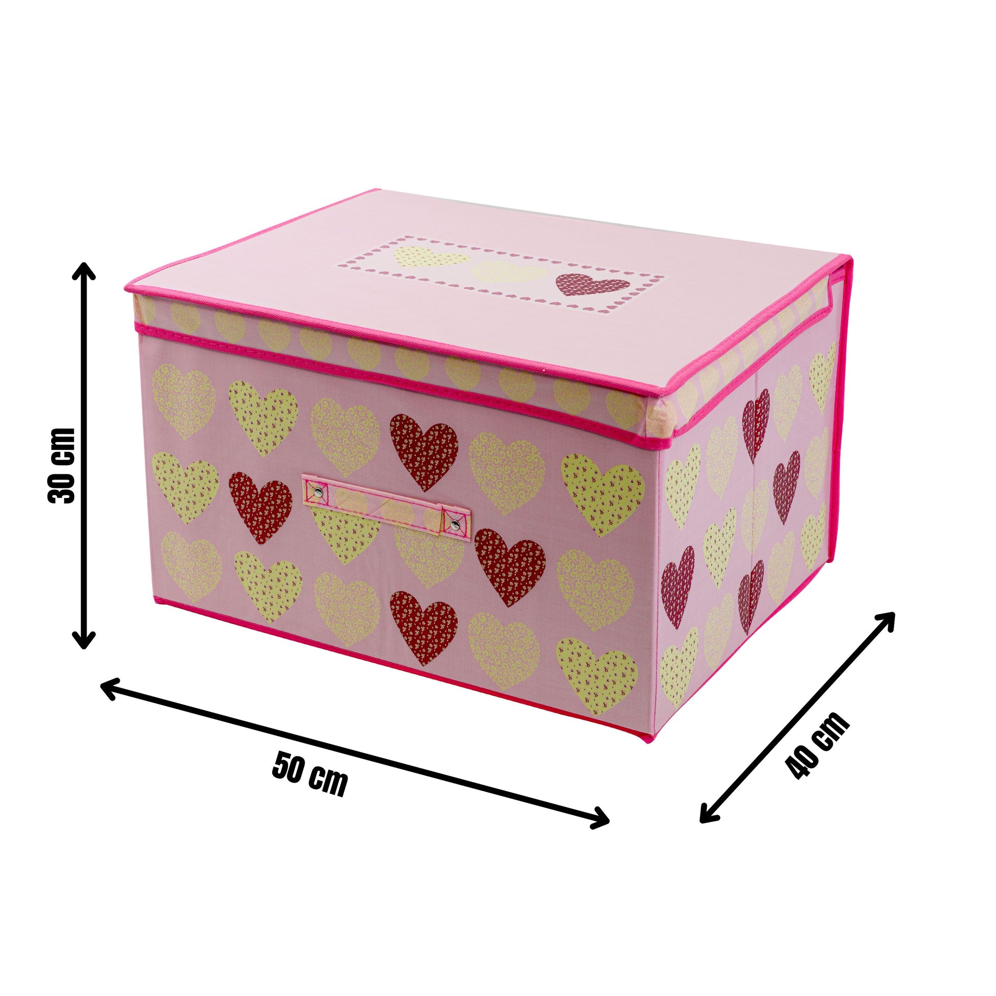 Pink Hearts Large Storage Box by The Magic Toy Shop - UKBuyZone