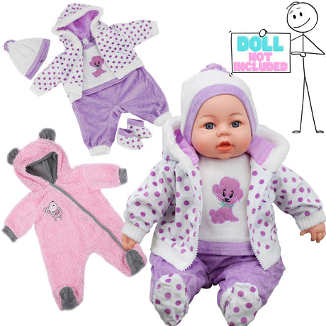 18" Baby Doll Pink and Purple Clothes Set by BiBi Doll - UKBuyZone