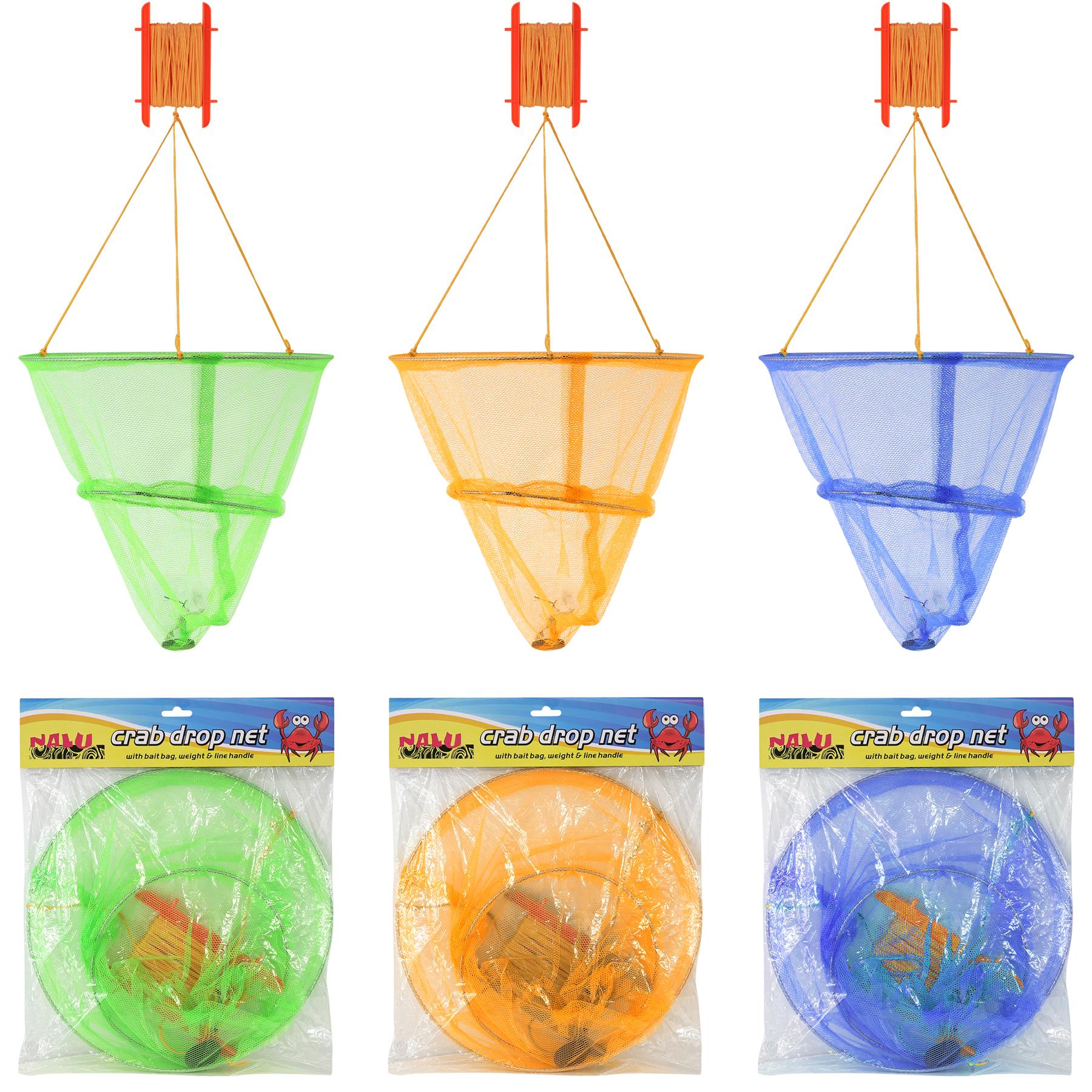 The Magic Toy Shop Crab Drop Net Crabbing Net Bait Bag Holder w/ Rope & Hand Line Fun Kids Fishing