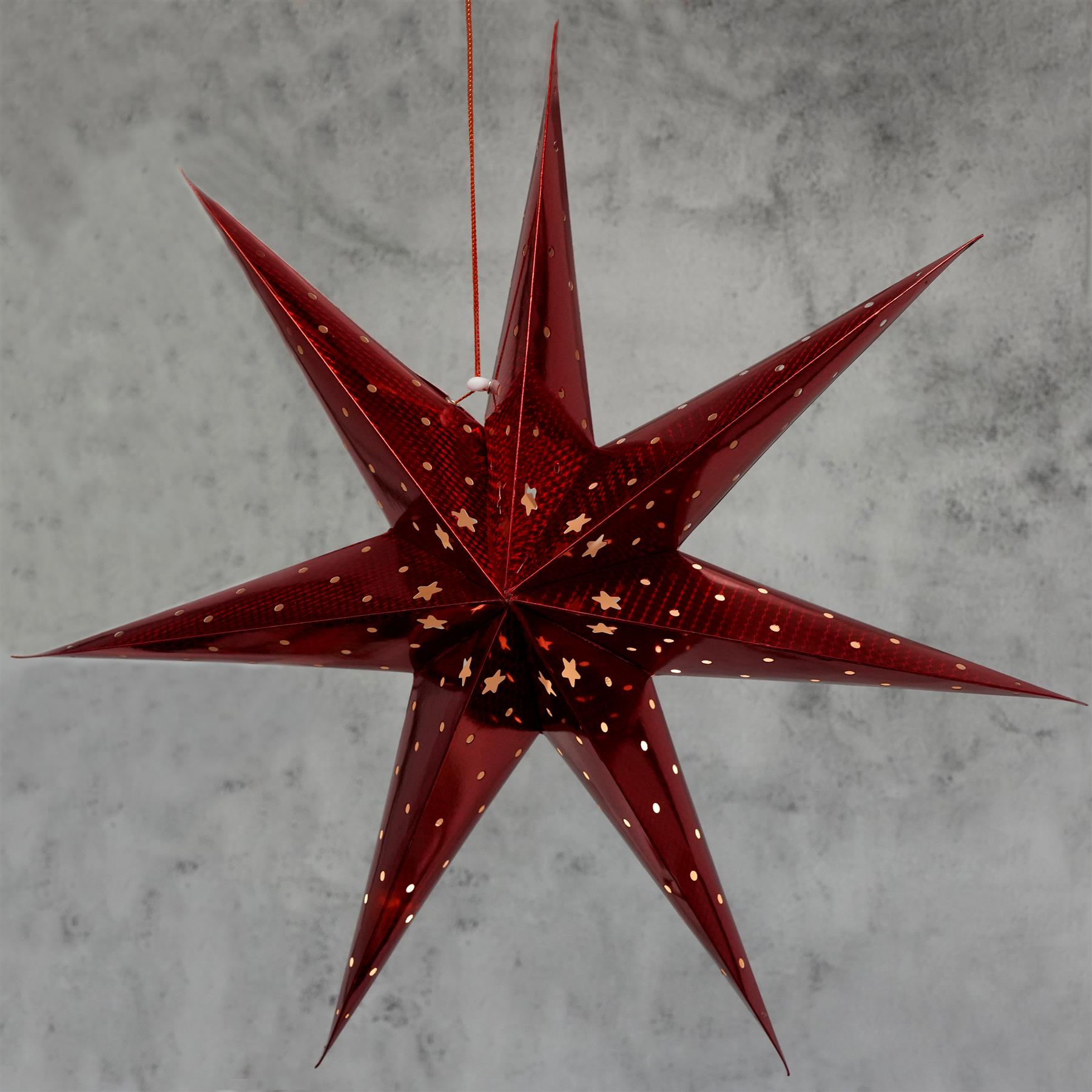 Large LED Paper Hanging Star Red by Geezy - UKBuyZone