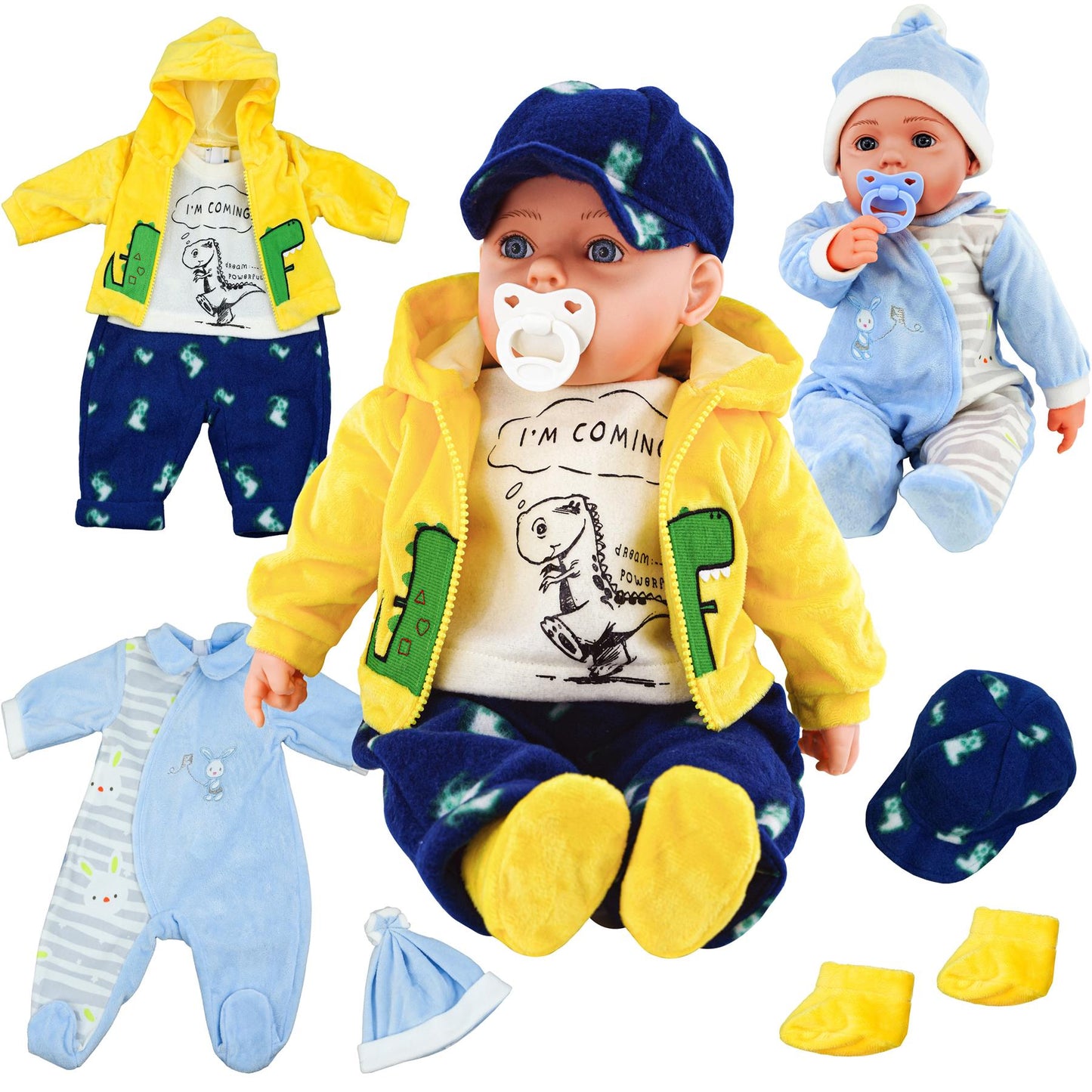 20” Boy Doll Clothes Set of 2 - Blue/Yellow by BiBi Doll - UKBuyZone