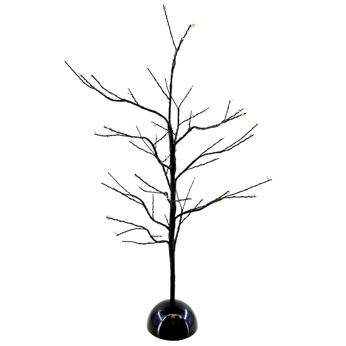 Bare, decorative black branch tree lamp with 48 white LED lights.