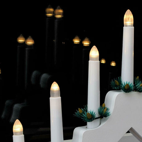 White Pre-Lit Wooden Candle Bridge With 7 Led Lights by GEEZY - UKBuyZone