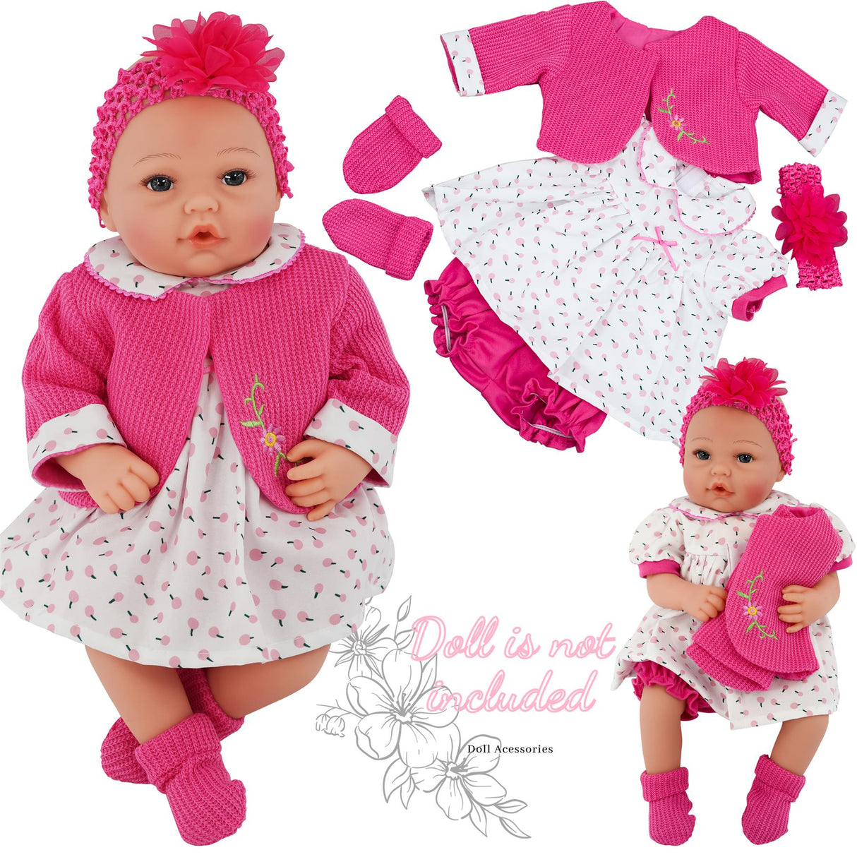 BiBi Outfits - Reborn Doll Clothes (Hot Pink) (50 cm / 20") by BiBi Doll - UKBuyZone